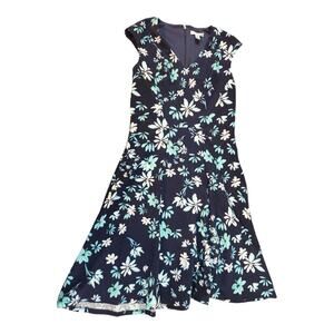 London Style Collection sz 6 womens Blue floral dress v-neck sleeveless midi